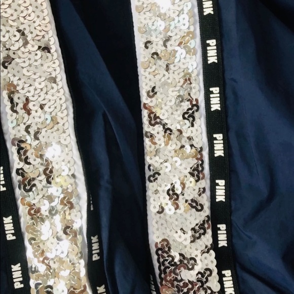 Victoria Secret Pink Windbreaker Bling Anorak Hoodie Jacket Coat Sequence New M - Picture 6 of 14